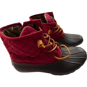Sperry Top-Sider Women’s Quilted Duck Boots Waterproof Size 8.5 Burgundy Zip